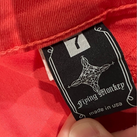 EUC FLYING MONKEY 7 (US 27) Made in USA Red Orange Staple Jeans Denim Pants - Picture 6 of 9